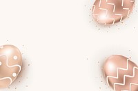 Easter eggs 3D border vector in rose gold on beige celebration background