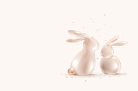 Easter bunny 3D background vector in rose gold for cute greeting card