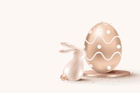 3D Easter celebration background vector in luxury rose gold with bunny and eggs