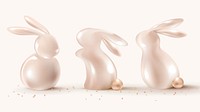 3D Easter bunny vector in luxury rose gold holidays celebration theme set