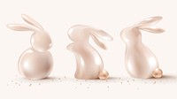 3D Easter bunny psd in luxury rose gold holidays celebration theme set