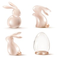 3D Easter product background psd with rose gold decorated eggs set