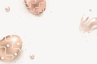 Easter festival beige background psd with 3D rose gold bunny and eggs