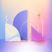 3D holographic product display vector with neon rings