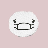 Emoticon doodle vector with mask on canvas texture