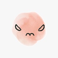 Watercolor emoticon design element vector with cute angry face