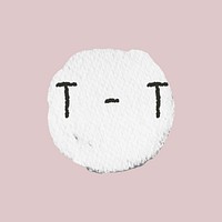 Emoticon doodle vector with crying face on canvas texture