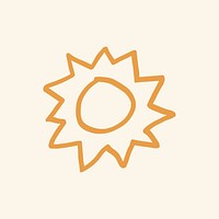 Summer sun vector doodle cute graphic in orange