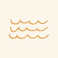 Summer ocean waves vector sticker cute doodle in orange