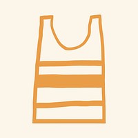 Tank top vector sticker summer vacation doodle in orange