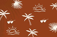 Brown summer vacation background vector with cute doodle graphics