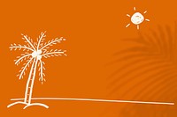 Orange summer background psd with beach doodle graphics