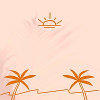 Summer beach border background vector with beige and orange doodles