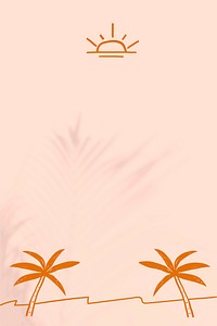 Summer beach border background vector with beige and orange doodles