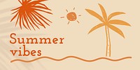 Summer vibes editable template vector in beige social media banner