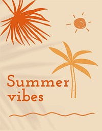 Summer vibes editable template vector in beige social media banner