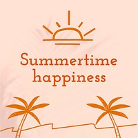 Summertime happiness editable template vector social media post