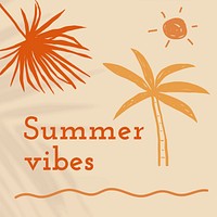 Summer vibes editable template vector in beige social media post