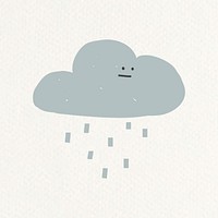 Doodle rainy cloud sticker vector weather forecast drawing for kids