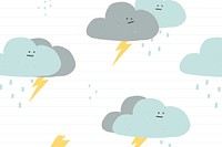 Rainy clouds seamless pattern psd cute doodle background for kids