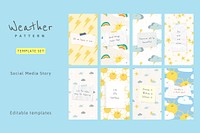 Inspirational quote social template vector quote with cute weather pattern doodles banner collection compatible with AI