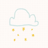 Doodle snowing cloud sticker vector weather forecast drawing for kids