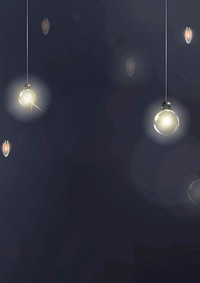 Bokeh background vector in navy with glowing hanging lights