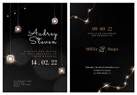 Wedding invitation card vector editable template with beautiful lights collection