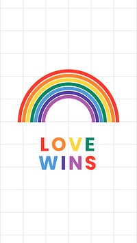 Rainbow template vector LGBTQ pride month with love wins text