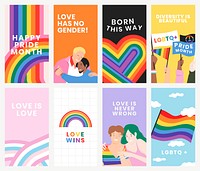 LGBTQ and pride month template vector set