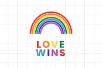 Rainbow banner template vector LGBTQ pride month with love wins text