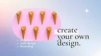 Gradient business presentation template vector with editable text and ice cream photo