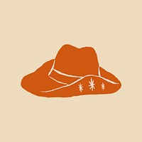 Cowboy hat logo vector hand drawn illustration in orange