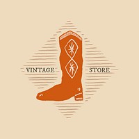 Cowboy boots logo vector illustration with editable text in rodeo theme