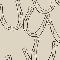 Hand drawn horseshoe background vector in cowboy theme