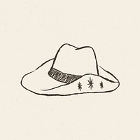 Cowboy hat logo vector hand drawn illustration on beige background