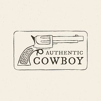 Gun logo vector with editable text, authentic cowboy