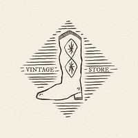 Cowboy boots logo vector illustration with editable text in rodeo theme
