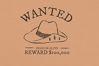 Vintage wanted presentation template vector with hand drawn elements in cowboy theme