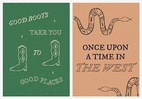 Cowboy themed poster template vector with editable text set