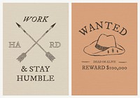 Cowboy themed poster template vector with editable text set