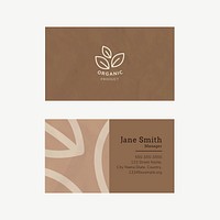 Business card template vector for organic product