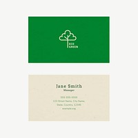 Eco business card template vector with line art logo in earth tone