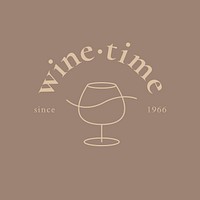 Wine bar logo template vector with minimal wine glass illustration