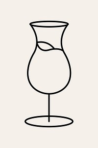 Minimal cocktail glass vector graphic line art style