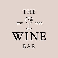 Wine bar logo template vector with minimal wine glass illustration