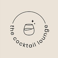 Cocktail lounge logo template vector with minimal cocktail glass illustration