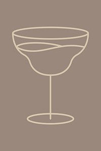 Minimal margarita glass vector graphic line art style