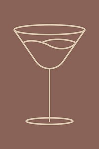 Minimal martini glass vector graphic line art style