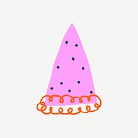 Party cone hat sticker vector in cute doodle style